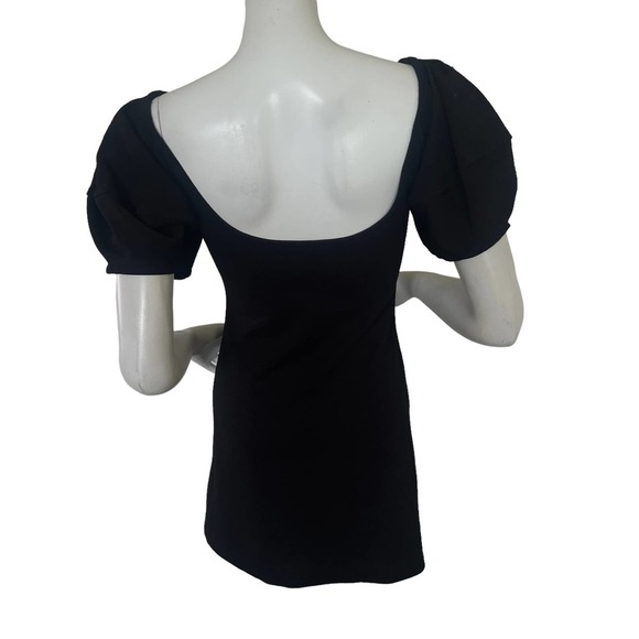 ZARA Balloon Sleeve Black Low Back Mini Dress Size S - Picture 4 of 9